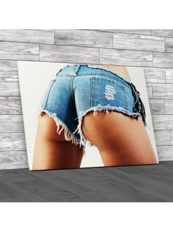 Sexy Bum in Short Denim Canvas Print Large Picture Wall Art