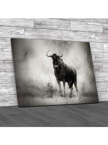 Blue Wildebeest in Rain Canvas Print Large Picture Wall Art