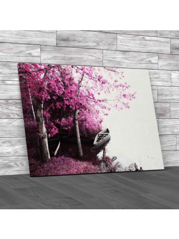Blossom Tree With Boat Canvas Print Large Picture Wall Art