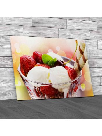 Fruit Ice Cream Sundae Canvas Print Large Picture Wall Art