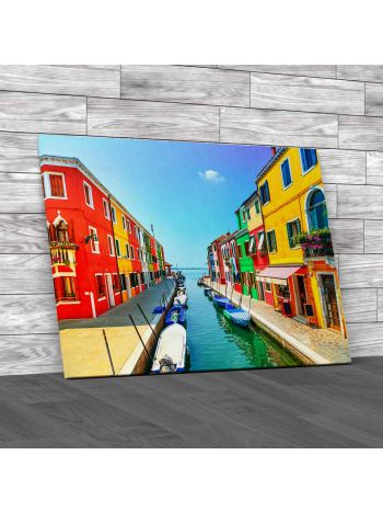 Burano Island Canal Canvas Print Large Picture Wall Art