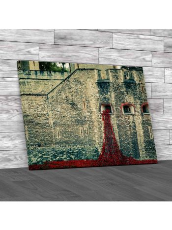 Memorial Red Poppies At Tower Of London Canvas Print Large Picture Wall Art