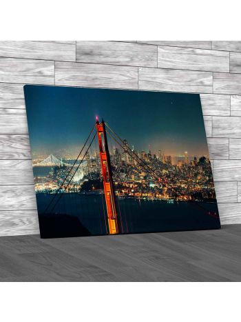 San Francisco Panorama At Night Lr Canvas Print Large Picture Wall Art