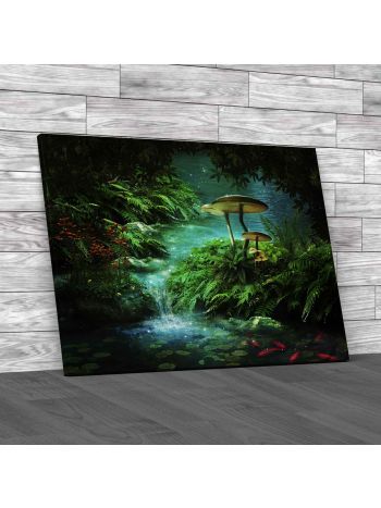 Fantasy River With A Pond Canvas Print Large Picture Wall Art