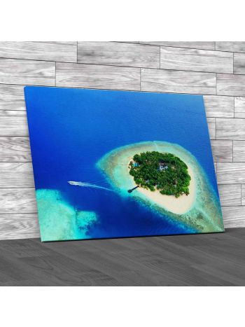 Tropical Island In The Ocean Maldives Canvas Print Large Picture Wall Art