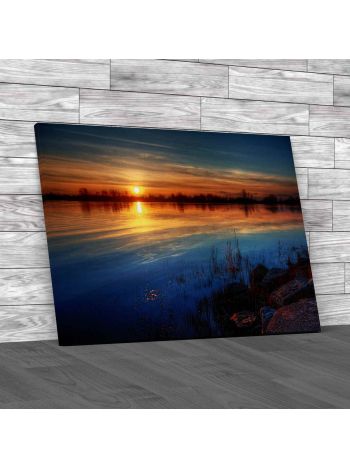 Sunset With Trees On The Horizon Canvas Print Large Picture Wall Art