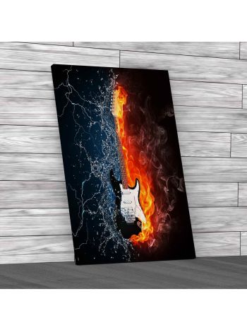 Flaming Electric Guitar Canvas Print Large Picture Wall Art