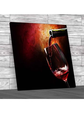 Pouring Wine Dark Square Canvas Print Large Picture Wall Art