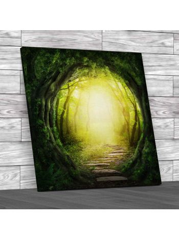 Magic Dark Forest Square Canvas Print Large Picture Wall Art