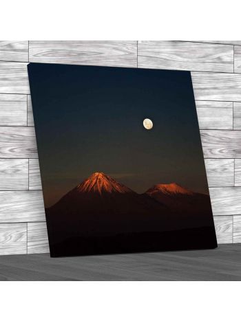 Volcanoes In The Moon Valley Chile Square Canvas Print Large Picture Wall Art